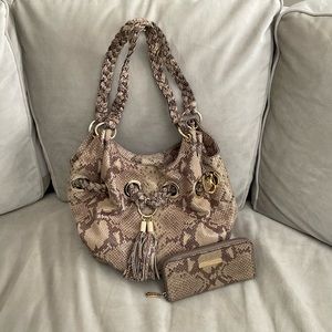 MICHAEL KORS Snake Skin  satchel and matching wallet LIKE NEW